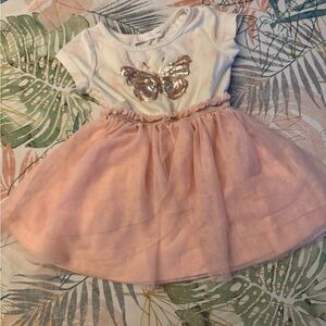 Pink Tulle Dress with Butterfly Design